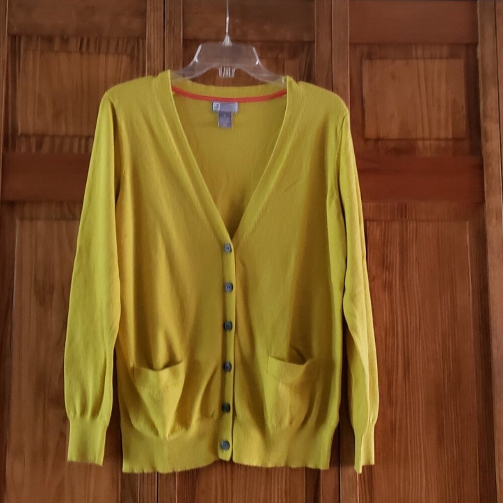 JCP mustard yellow button front knit sz XL woman's